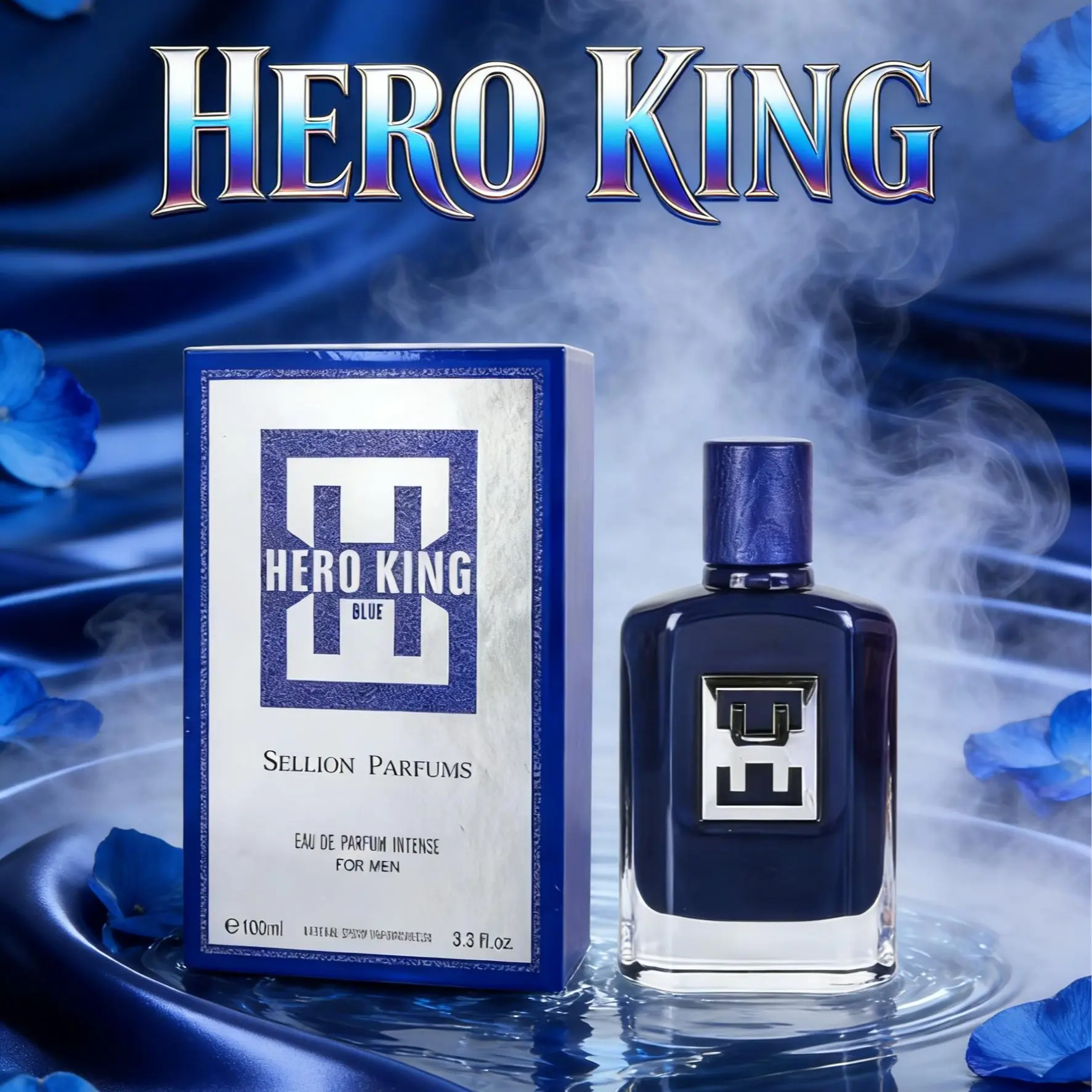 Sellion Hero King Eau de Parfum for Men, 100ml Long-Lasting Spicy Oriental Fragrance with Ambergris and Saffron, Adults, Single Item, Smelling Good, Long Lasting Protection Men's Fragrance, Spray Men's Fragrance