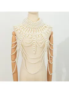 Cross-border hit European and American style slimming sexy exaggerated heavy workmanship hand-made bead multi-layer pearl shawl sexy body chain