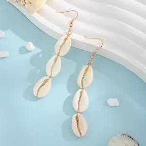 Summer Beach Vacation Style Natural Shell Earrings, High-End Simple Fashion Ear Cuffs, Trendy Ear Accessories