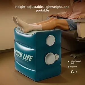 Portable, Lightweight inflatable foot mat pillow, adjustable height PVC travel footrest, suitable for airplanes, trains, cars, home, ergonomically designed leg elevation pad, ideal for long flights, sleeping, relaxing, reducing swelling and fatigue