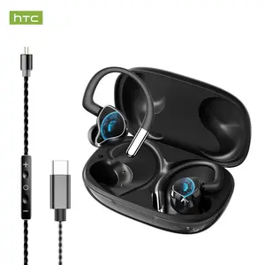 HTC NE81 3-in-1 Wireless Bluetooth Earbuds, In-Ear/Over-Ear/Wired Mode Switchable, ANC Noise Cancelling, Wireless Noise Cancellation, Multi-Point Connection, Hi-Fi Sound Quality, Gaming Music Live Streaming Headphones Wireless Headphones
