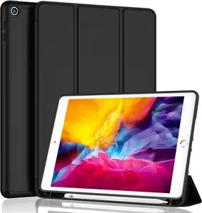 iMieet Tablet Case for iPad 9.7-inch (2018/2017 Model, 6th/5th Generation) - Smart Cover with Pencil Holder, Soft Baby Skin Silicone Back, Full Body Protection, Auto Wake/Sleep Function (Black)