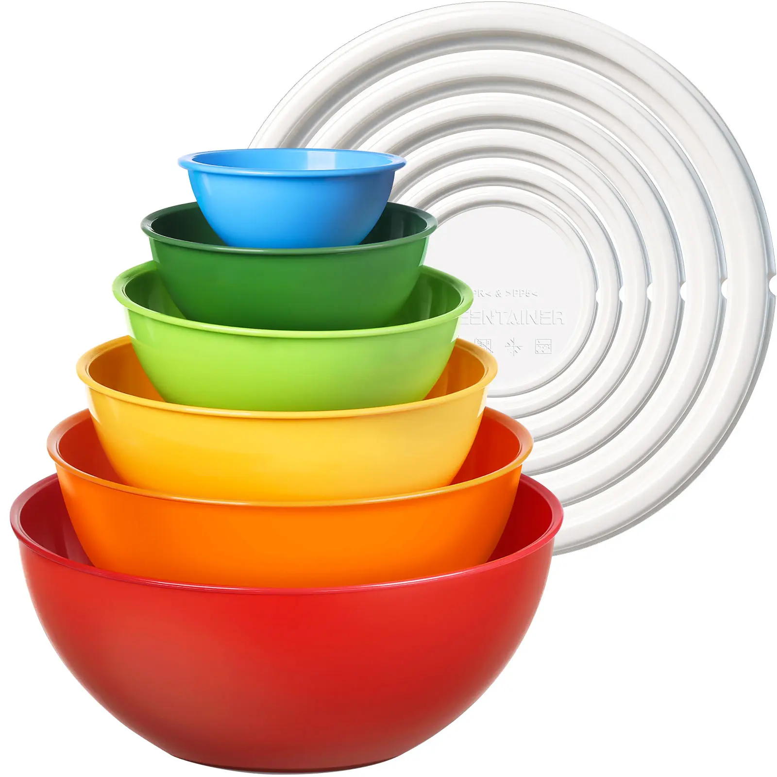6 Piece Airtight Mixing Bowl with Lids Set, Leakproof BPA-Free Plastic Prep Set | Space-Saving Meal Prep Containers for Baking, Storage & Large Salad Bowl,Mixing Bowls Dishwasher, Microwave Safe