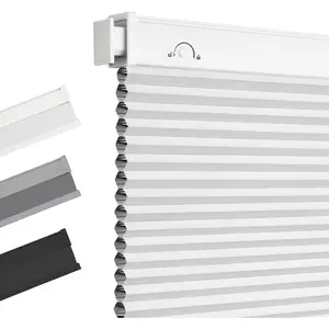 No Drill Blinds for Windows Blackout Cordless Cellular Honeycomb Shades Pull Down Blinds, Free Stop Easy Install for Home & Office, Blackout, White, 24" W x 36" H