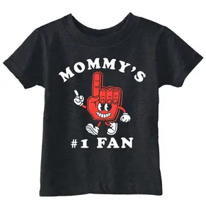 Toddler Funny T Shirts Mommys Number 1 Fan Sarcastic Mothers Day Graphic Novelty Tee For Young Kids Funny Toddler Shirts Mother's Day Apparel for Toddler Childrens Graphic Tees Black -