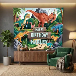1pc Dinosaur Wall Hanging, Soft Polyester Tapestry for Bedroom, Living Room, Party Backdrop, Studio, Apartment Decor, Durable & Washable Wall Art