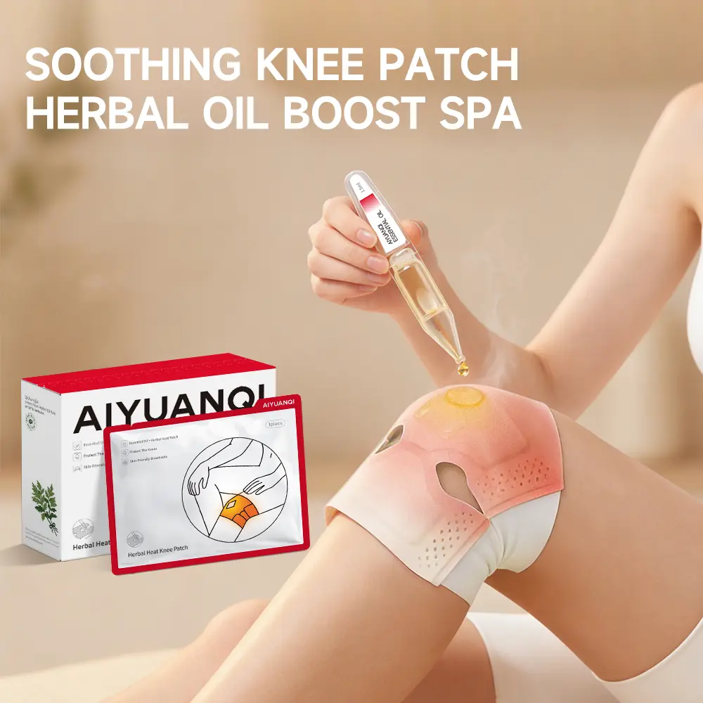 AIYUANQI Herbal Blend Knee Heat Patches - Mugwort Mix Hot Compress, Natural Plant-Based Gentle External Use for Joint Relief, 24-Month Shelf Life, 4-Pack Runners' Health Wellness Essential