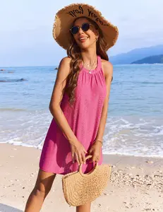 Womens Swimsuit Cover Up Hollow Out Crochet Coverups Sleeveless Beach Dress Tank Bikini Cover Ups S-3XL summerwins