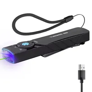 Rechargeable EDC Flashlight 3 In 1 | White LED, UV, Green Beam, High Lumens, Flat Pocket Work Lights with Magnetic Base, Aluminum Alloy, USB Charging, For Home, Working, Emergency, Gift for Men