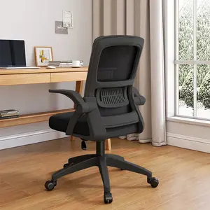 【Spring Glow Up】Office Computer Desk Managerial Executive Chair, Ergonomic Mid-Back Mesh Swivel Rolling Work with Wheels, Comfortable Lumbar Support, Comfy Arms for Home,Bedroom,Study,Student,Black