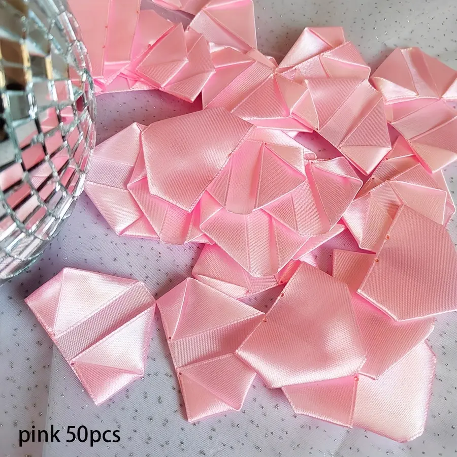 Pink-100pcs Ribbon Petals