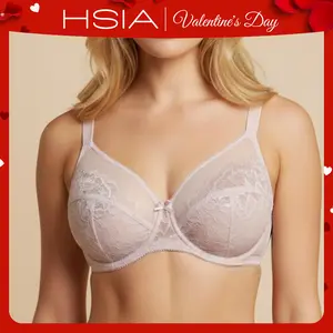 HSIA Enchante Floral Lace Unlined Comfort Non-padded Full Coverage Plus Size Underwire Bra Adjustable Straps The Adapter Cup Anti-Cookie-Cutter Bra