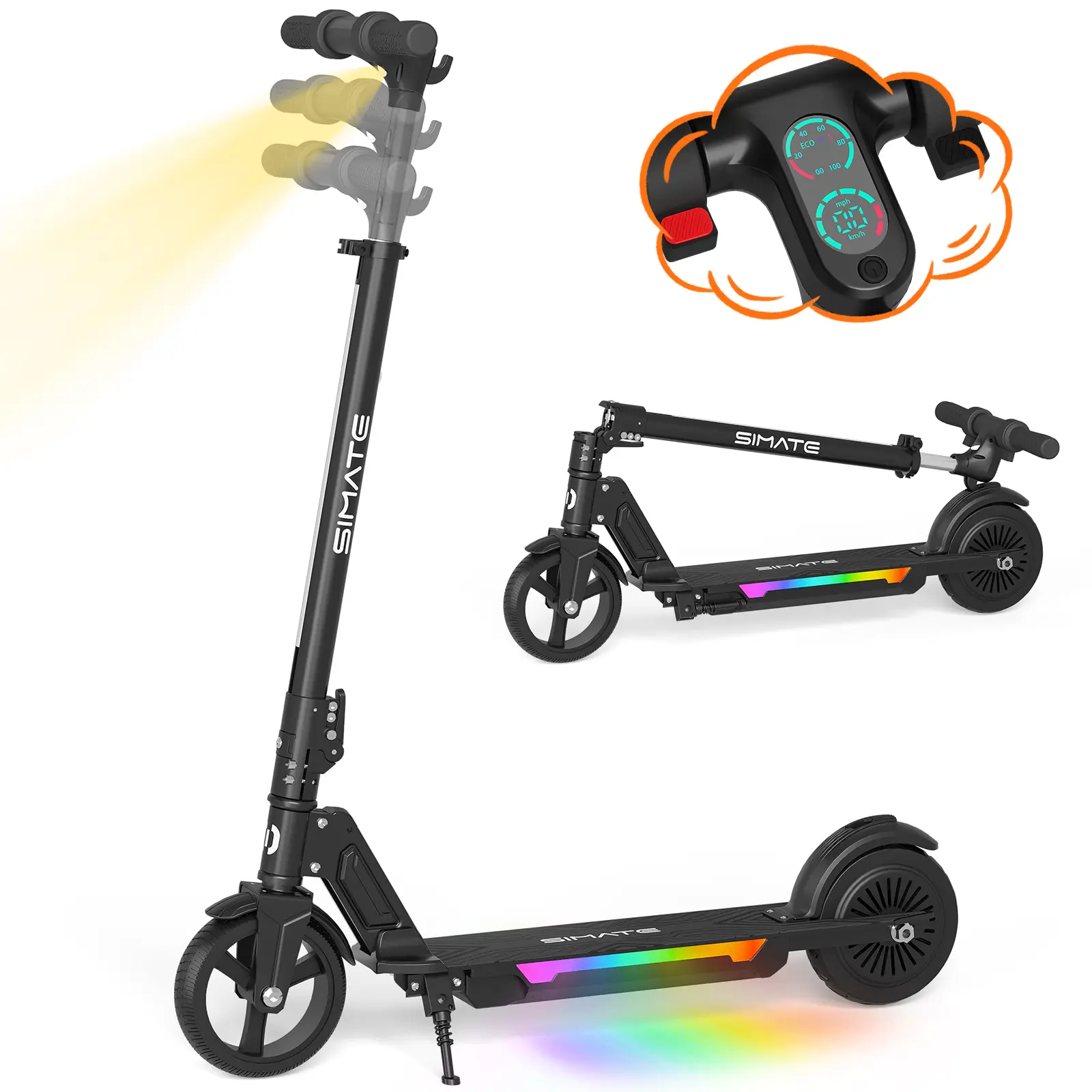 【New】Commugo S7pro Kids Electric Scooter with LED Lights 3 Speed Safe Foldable E-Scooter for Ages 8+ Boys Girls Teens  Adjustable Height 250W Motor for Outdoor Play,Portable Foldable Electric Scooter tiktokshopbacktoschool