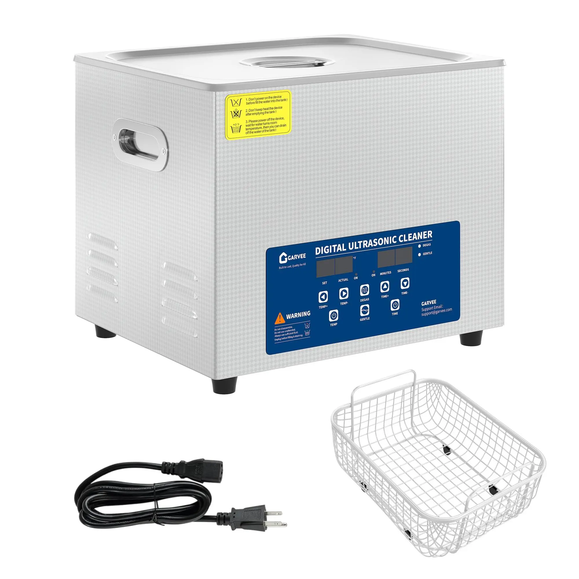 15L Ultrasonic Cleaner with Heated Function, Digital Timer & Stainless Steel Tank, Heavy-Duty Cleaning Machine for Auto Parts, Industrial Components, Jewelry, Glasses