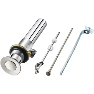 Bathroom Faucet Vanity Sink Metal Pop-Up Drain Stopper Assembly with Lift Rod and Overflow, Brushed Nickel Finish