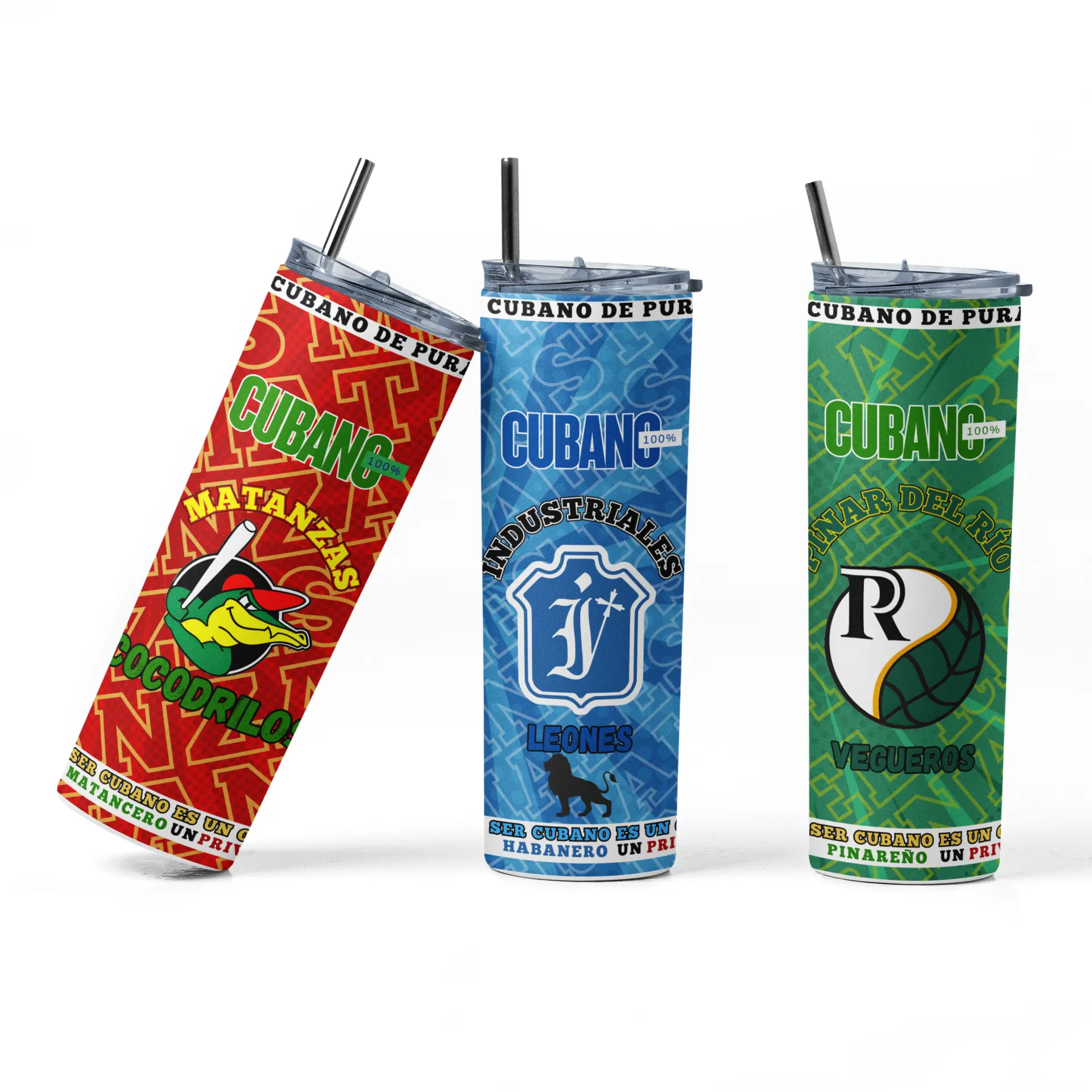 20oz Cuba Provinces Tumbler Havana Santiago Matanzas with Baseball Team Logos Metal Insulated Thermal Insulation Durable Stainless Steel Leak Resistant Lid Exclusive Cuban Artwork