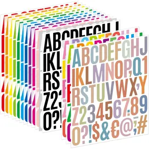 15 Sheets Vinyl Letters Stickers, 750 Alphabet Number Stickers, 2 inch Self-Adhesive cursive stickers letters for kids, Large stick on letters, for Sign,ornament,classroom,mailbox,crafts(Multicolour)
