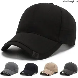 Men's Black Minimalist Baseball Cap - UV Protection Casual Sun Hat, Adjustable Fashion Men's Accessories Headwear for Outdoor & Daily Wear