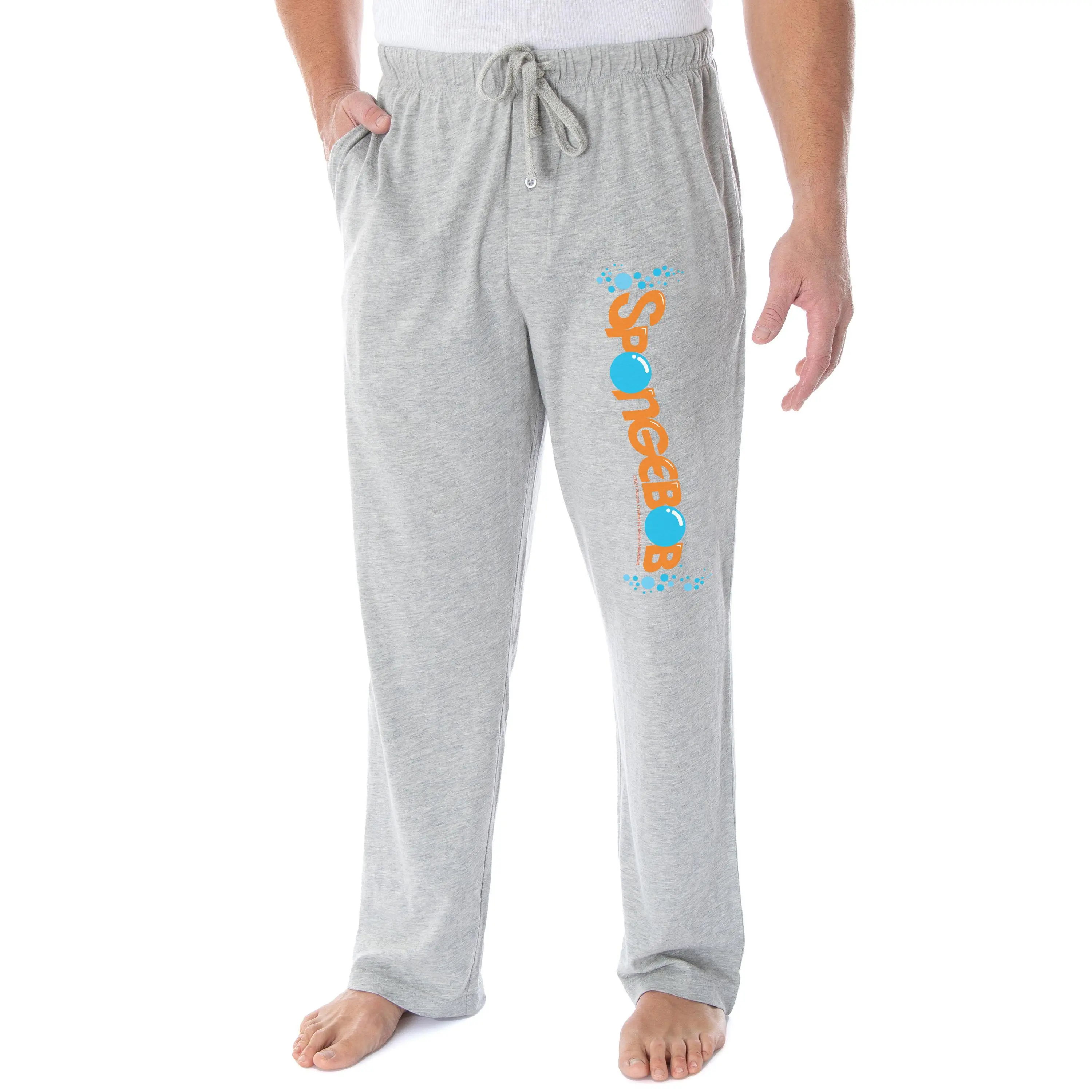 Nickelodeon Men's SpongeBob SquarePants Bubble Logo Loungewear Sleep Bottoms Pajama Pants