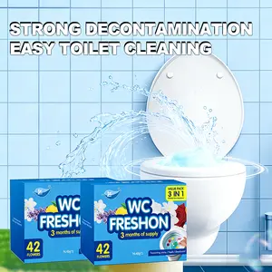WC Freshon 42 Flower Toilet Gel Value Set 3-Piece 6 Fragrances Long-Lasting Deodorizing Cleaner for Easy Toilet Cleaning