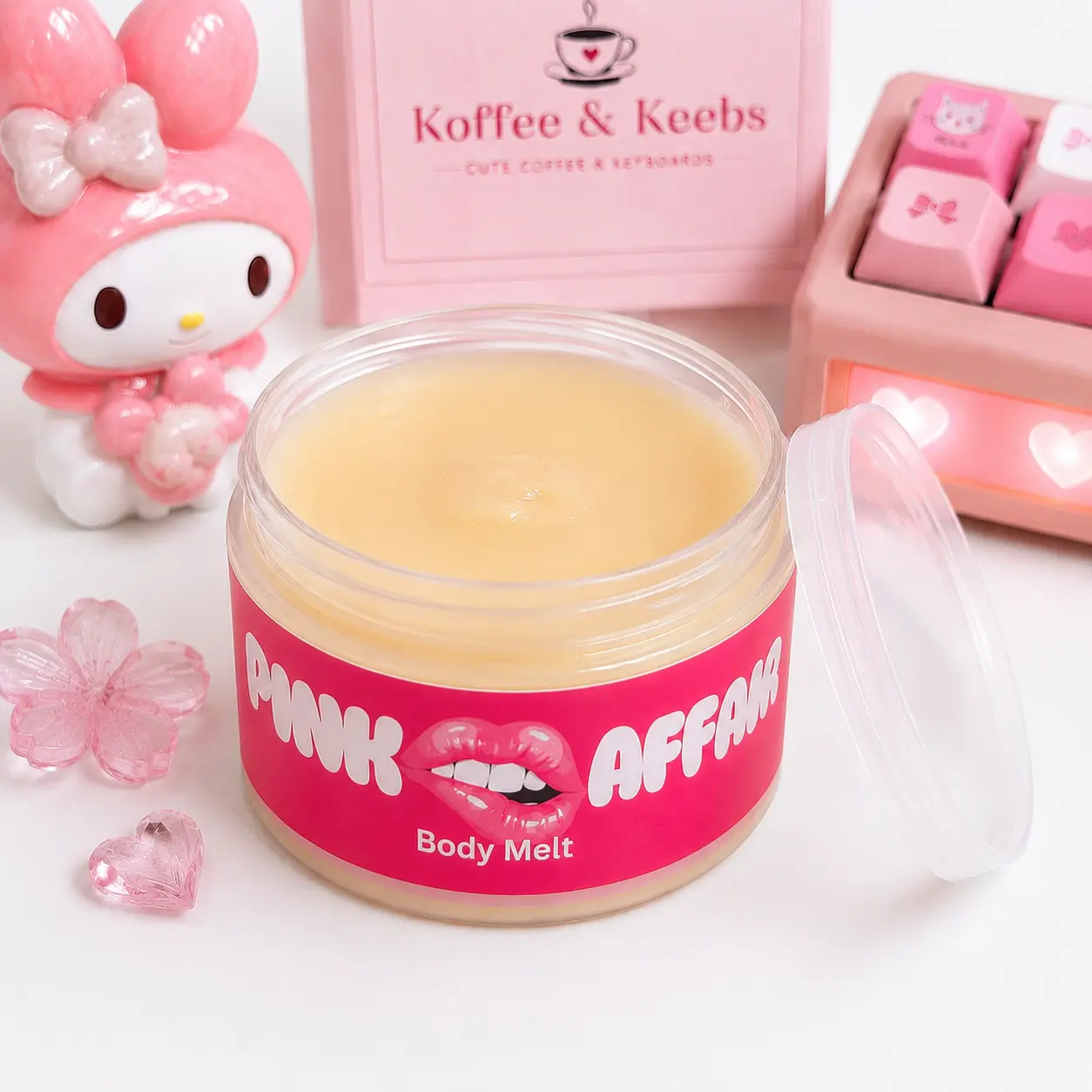 Pink Affair Melt Body Balm, 5oz, Strawberry Vanilla Gourmand Body Moisturizer