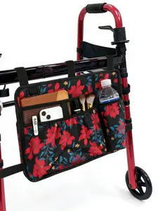 Walker Basket with Cup Holder Set, Foldable Walker for Seniors & Elderly, Waterproof Handle Accessories, Roller Storage Bag Included