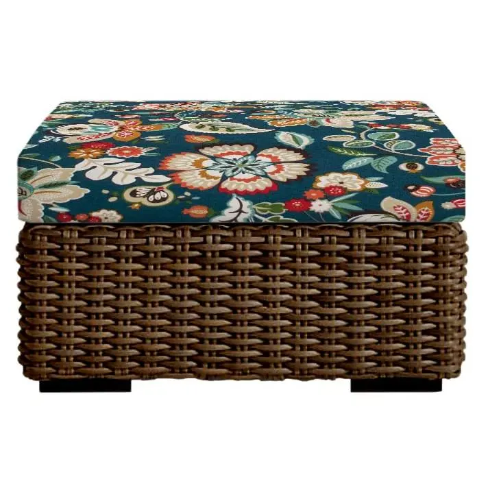RSH Decor Foam Ottoman Cushion - Outdoor Water-Resistant 19x15x4 Replacement Cushion for Patio - Telfair Peacock Blue