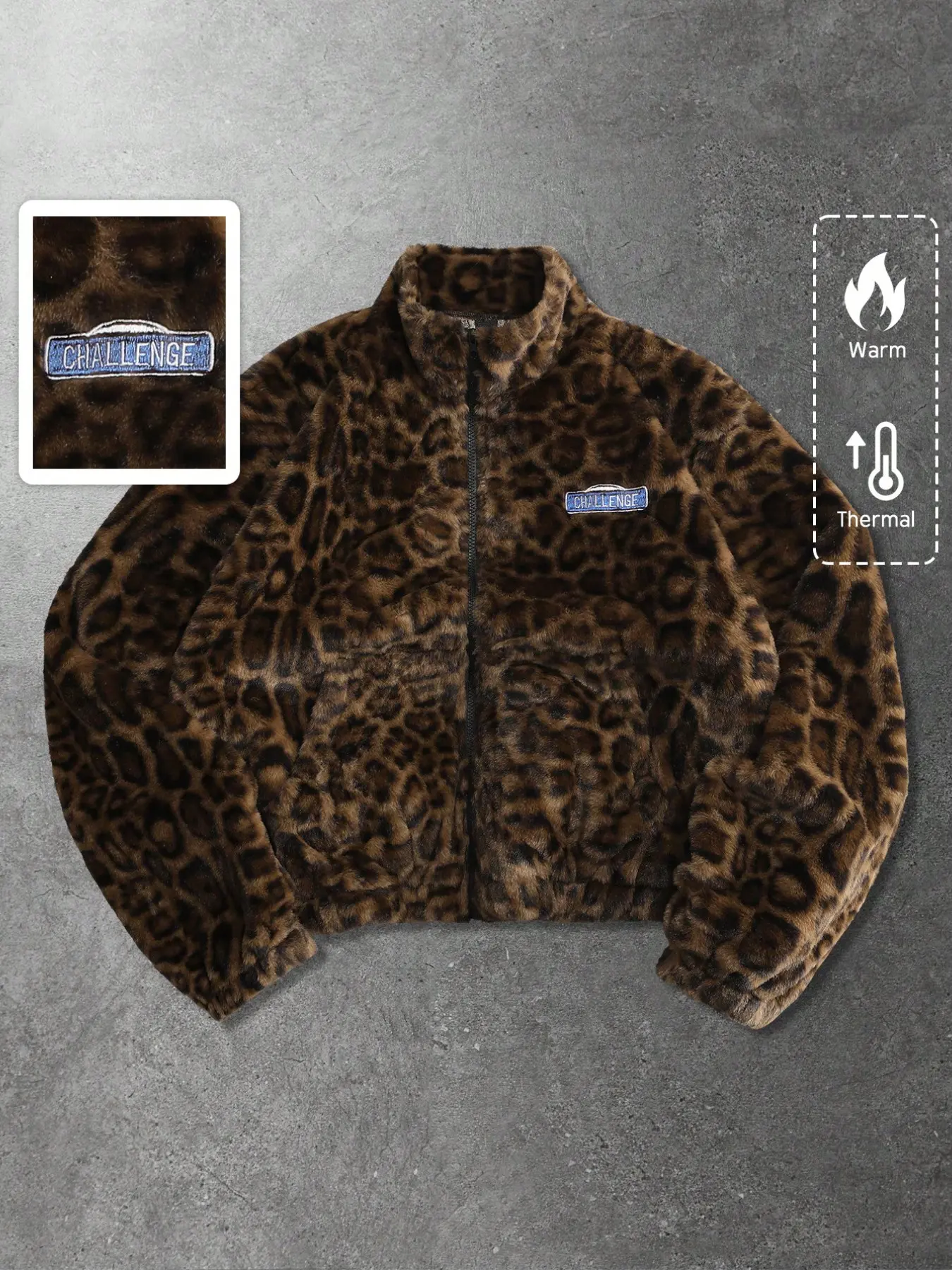 Men's streetwear collection, featuring a unisex leopard print street-style jacket, perfect for everyday wear in autumn and winter.
