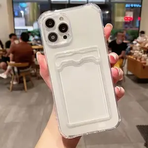 Clear Phone Case with Card Holder, Soft Shockproof Phone Protective Cover Casing, Phone Accessory Compatible with iPhone 11 12 13 14 15 Pro Max Plus