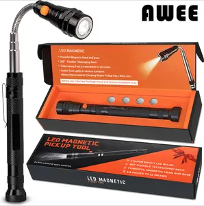 AWEE Magnetic Pickup Tool Gifts for Men - Telescoping Magnet with LED Flashlight and 22 Inches Extendable Neck, Cool Gadgets Stocking Stuffer Holiday Christmas Gifts for Dad, Husband, Grandpa, Handyman， Valentines Day Gifts for Him