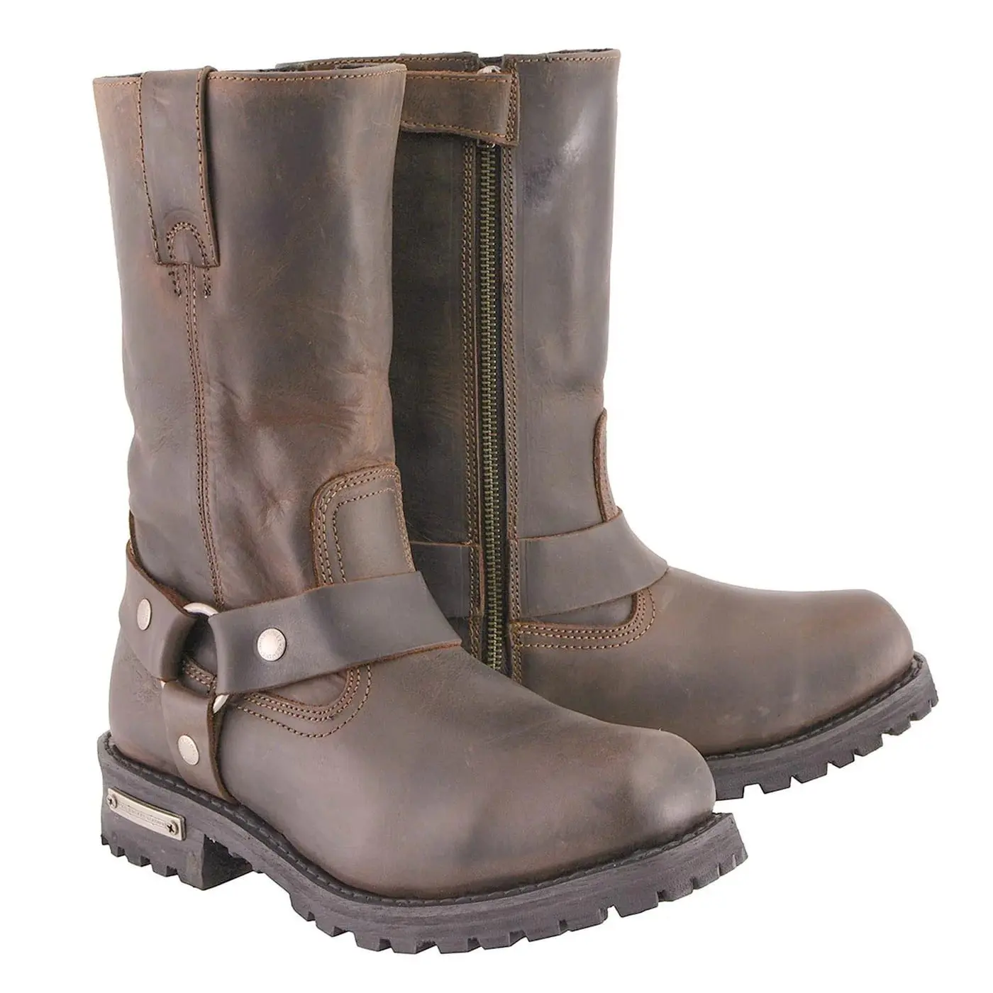 ML Men's Classic 11-Inch Square Toe brown Leather Harness Boots ML Men's Classic 11-Inch Square Toe brown Leather Harness Boots