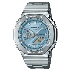 G-Shock Stainless Steel Blue Index/Digital G-Steel Watch GM2110D-2A