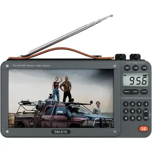 720P 7Inch Screen AM FM Movie Video Radio with  Speaker, Rechargeable Digital Shortwave MP3 MP4 Player Radio, Support USB/ SD Card, Loud Speaker and Headphone Jack (NO TV)
