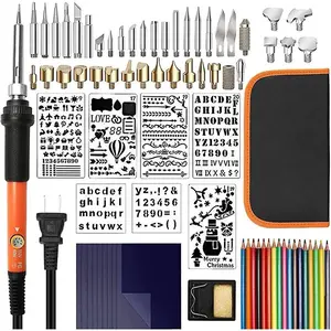 Wood Burning Kit, 79pcs Pyrography Pen Set With Adjustable Temperature 200~450  Switch, Wood Burning Tool Kit - Embossing/carving/soldering Tips/stenc