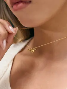 Ladies Dainty Drop Necklace Dachshund Puppy Pendant Stainless Steel 18k Gold Plated Waterproof Anti Allergy Sweet Style Cute Girl Afternoon Tea Jewelry Festival Gift