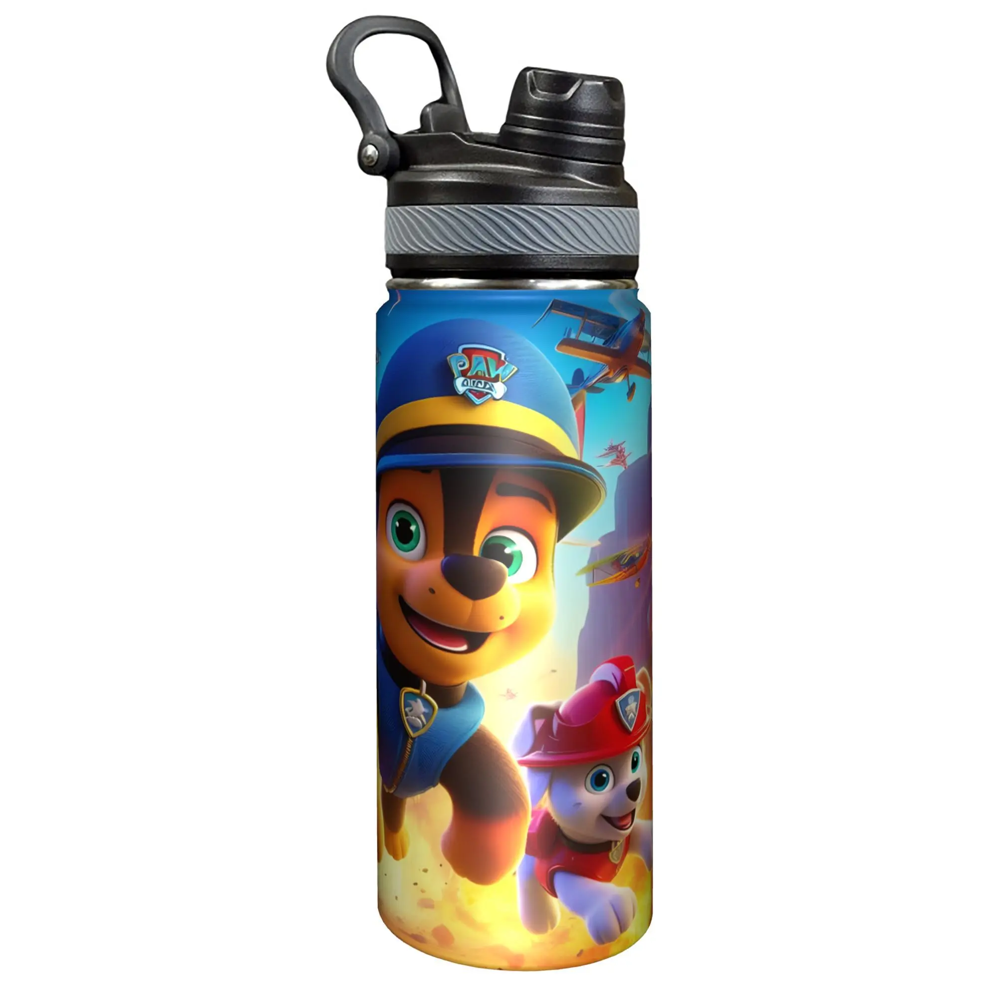 Paw Patrol Kids' Stainless Steel Insulated Water Bottle with Straw - Portable, Non-Slip, Classic Cartoon Design Explosion-Proof Vacuum Flask, Ideal for Thanksgiving, Christmas Gifts (Kitchenware Drinkware), Water Bottles, Anti-Scalding