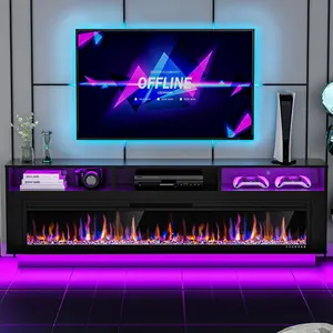 【2 Packages Shipping】Dragosum 58" Fireplace TV Stand, LED Light Entertainment Center,  TV Console for The Living Room, Storage Cabinet, Media Console Table, Suitable for TVs Up to 65" with 52" Electric Fireplace