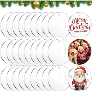 Circles 3 Inch  Ornament Blanks for Crafts, 30 count Round Blanks  Ornaments Plexiglass Circles Clear Glass Disc Ornaments with Hole,  for Vinyl and Cricut DIY Projects