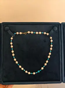 Akoya Pearl & Turquoise Necklace in 18K Yellow Gold
