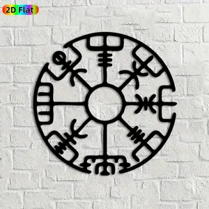 1pc Viking Compass Vegvisir Metal Wall Art, Mystical Vegvisir Statue Mural, Ideal Gift for New Year, Christmas, Viking Culture Enthusiasts, Rust-Resistant Metal Wall Decor Wall Sculptures,  Unique Nordic Decor Piece