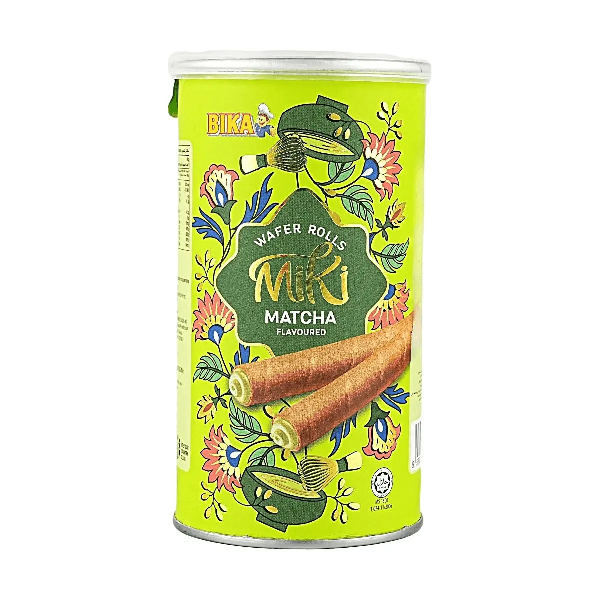 BIKA Matcha Cream Wafer Rolls 90g - Crispy Japanese Green Tea Snack for Tea Time & Dessert Lovers