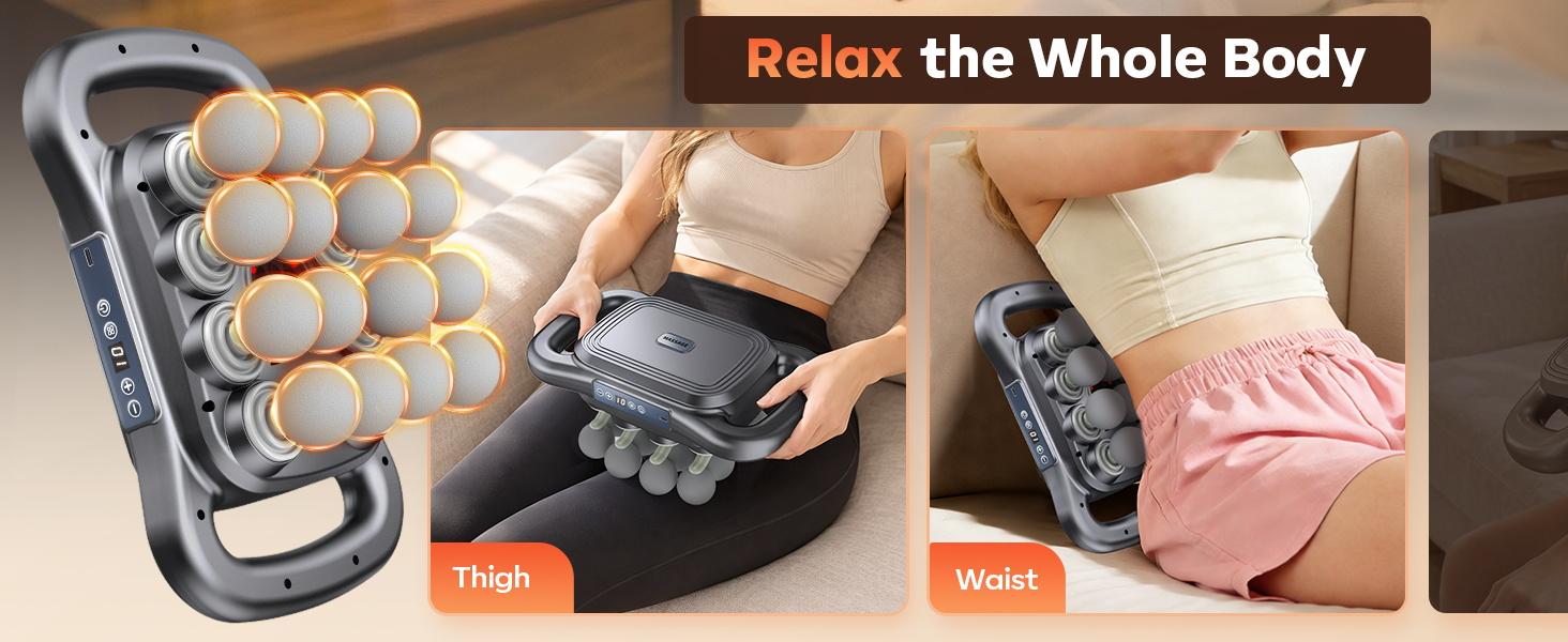 Head Massage Gun with 9 Modes, Deep Tissue Percussion with 30 Levels Quiet Muscle Massage Gun with Red Light Therapy for Full-Body Relaxation, Daily Use Gift