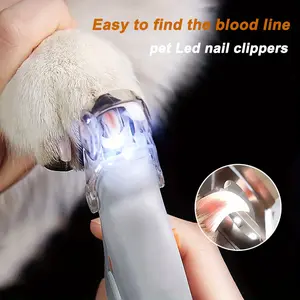 1PC Cat And Dog Nail Clippers Paw Trimmer Nail Polishers LED Lights Scissors Cleaning Supplies