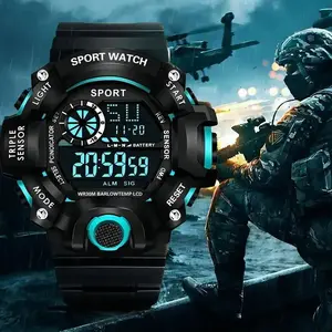 Fashion Men's Watch Sports Electronic Wristwatch Large dial Multifunctional Waterproof Luminous  Kids Male's Watch