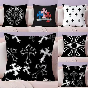 fashioon Chrome Hearts Cushion Cover Plush Reversible Pillow Cover: Perfect for Car Rides, Sofa Lounging, Bedroom Relaxation & More A Thoughtful Gift for Loved Ones!