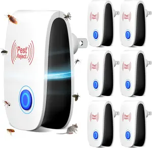 Upgraded Ultrasonic Pest Repeller Electronic Plug-in for Rodents Mosquitoes Cockroaches Spiders Ants and More Safe Silent Energy-Efficient Ideal for Home Office and Warehouse 6-Pack