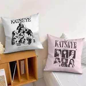 K-Katseye star Cushion Cover Soft Short Plush Fabric Double-Sided Print Organic Breathable Sofa Pillow Case, Home Machine Washable in Perfect for Home Decor Warm Winter Home Child Gift