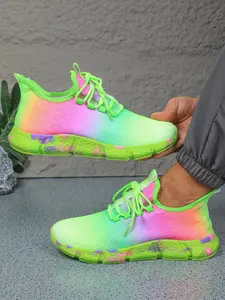 Men's Colorblock Lace Up Running Shoes, Casual Sporty Breathable Comfortable Sneakers, Trendy All-match Sports Shoes for Gym Workout Running, Athletic Shoes, Foot Wear