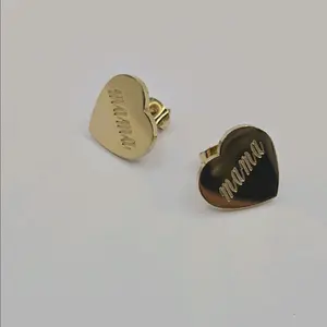 Earrings MAMA hearts style stainless steel gold colors