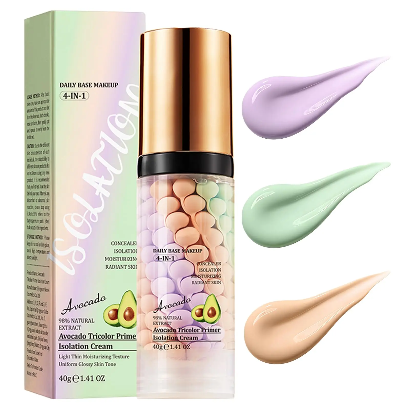 4-in-1 Broad Spectrum SPF 50 Sunscreen Isolation Cream - Color Corrector Face Primer, Pre-Makeup Base for Oil Control, Moisturizing, Pore-Blurring, Luminous Even Skin Tone, Suitable for All Skin Types